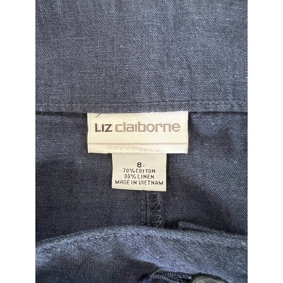 Liz Claiborne- Vintage Tie-waist Navy Blue Button Front Skirt Size 8 - Picture 3 of 7